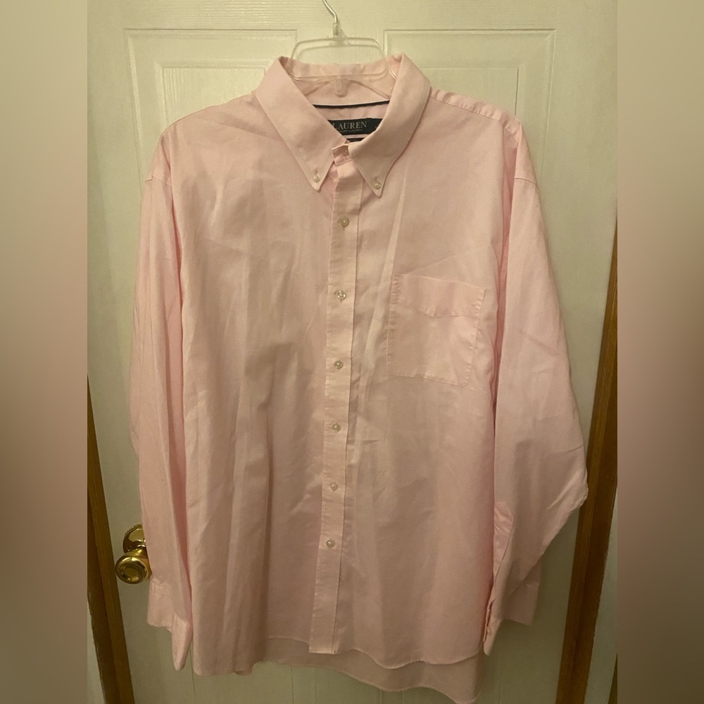 Ralph Lauren Light Pink Button-Down Oxford Shirt Stretch Non Iron